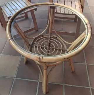 Mesa Mimbre Redonda Cristal