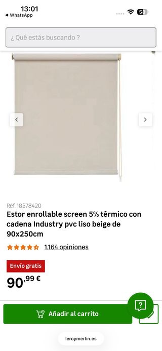 Estor enrollable Screen 90x250 cm (NUEVO)
