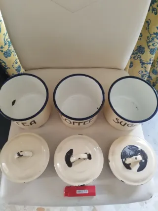 Lote 3 tarros esmaltados antiguos