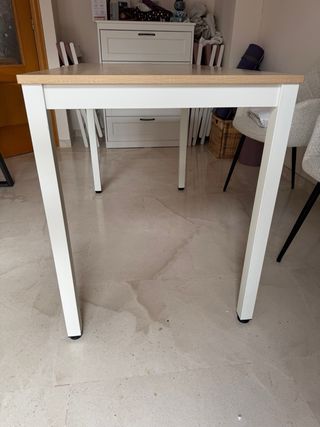 Mesa escritorio madera y metal blanca