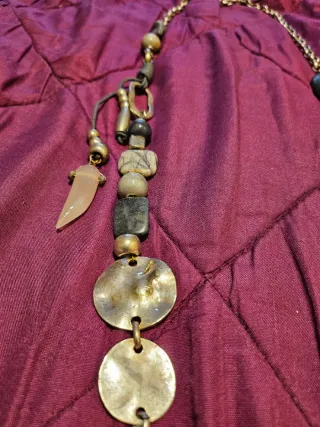 Collar Bisutería plateado y Gris