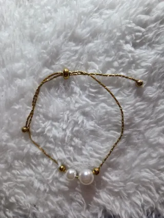 Pulsera dorada con perlas, plata 925 Y Acero inoxi
