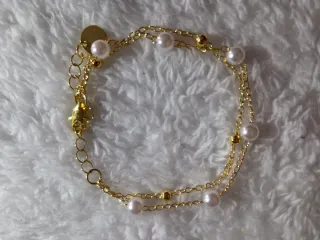 Pulsera dorada con perlas, plata 925 Y Acero inoxi