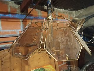 Lámpara Vintage Cristal Tallado Dorado