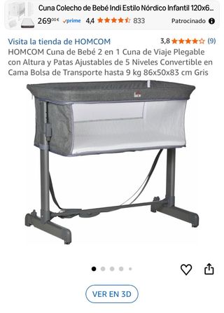 Mini cuna de colecho Homcom gris sin usar