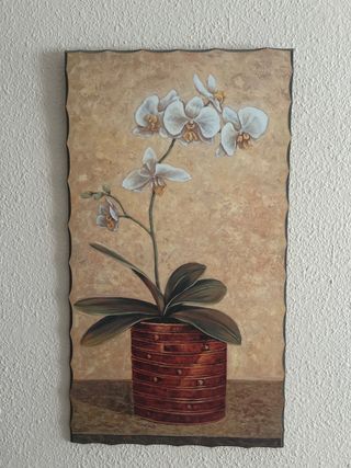 Cuadro Orquídeas Blancas Maceta Marrón