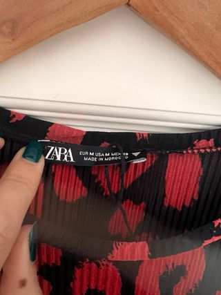 Vestido Zara Animal Print Negro Rojo