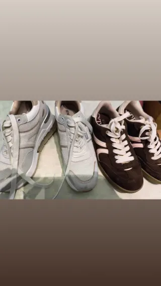 Zapatillas deportivas marrones y blancas