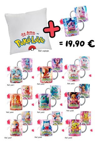 Pack Cojín y Tazas San Valentín Pokémon