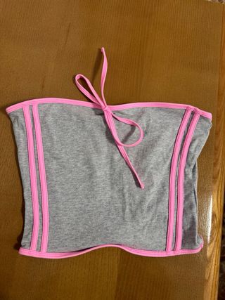 Top GOI gris y rosa talla M