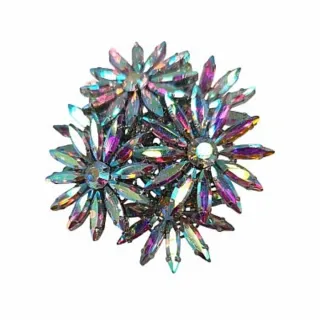 Broche Flores Cristales Multicolor