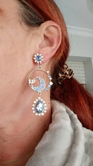 Pendientes Luna y Estrella Azules