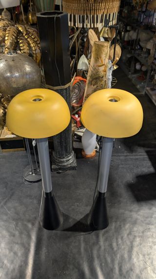 Lámparas Mid-Century Amarillas y Negras