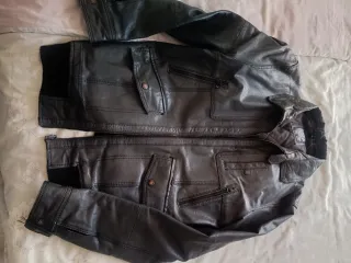 Chaqueta de cuero gris plomo Talla XL