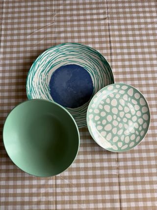 Vajilla 18 piezas porcelana y gres