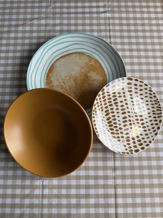 Vajilla 18 piezas porcelana y gres