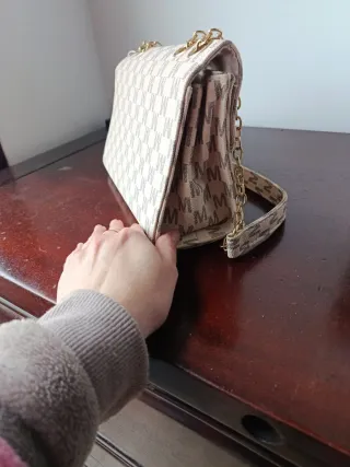 Bolso Mujer Beige y Dorado