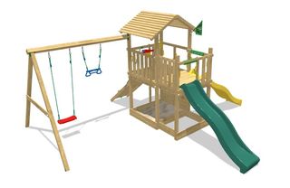 Parque infantil madera con toboganes