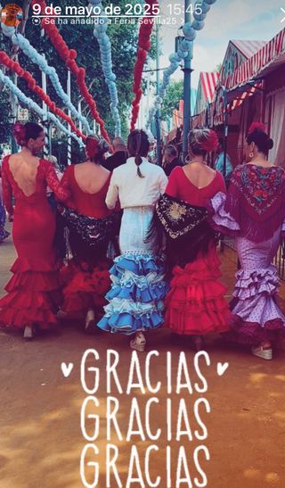 Vestido Flamenca Talla M/38 Azul/Blanco