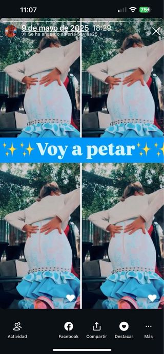 Vestido Flamenca Talla M/38 Azul/Blanco