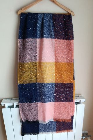 Pashmina Viscosa Brillo Azul Rosa
