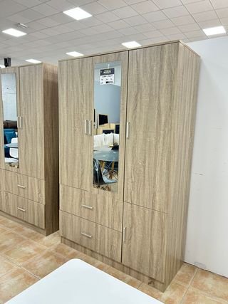 armario ropero 3 puertas + espejos + cajones