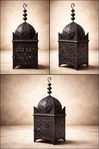 Farol metálico troquelado a mano