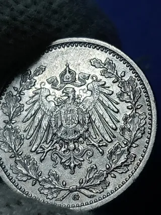 Moneta 1/2 Mark Germania 1909 Argento