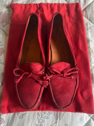 Mocasines Carmina Ante Rojo Mujer