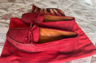Mocasines Carmina Ante Rojo Mujer