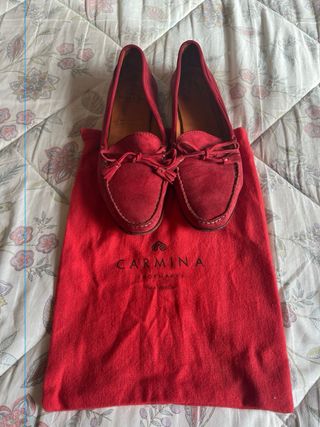 Mocasines Carmina Ante Rojo Mujer