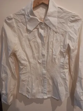 Camisa blanca manga larga mujer