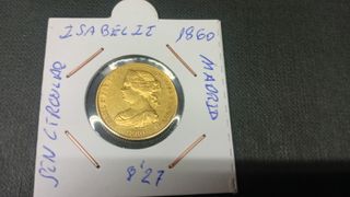 Moneda Oro Isabel II 100 Reales Madrid 1860