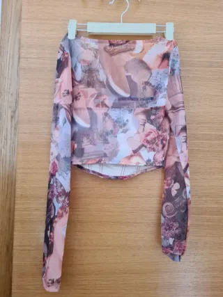 Top transparente estampado