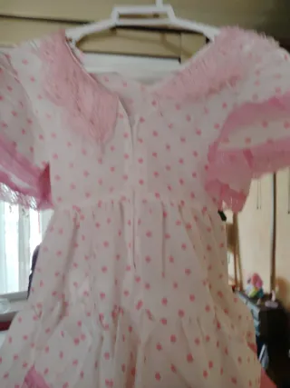 Traje de Flamenca Niña Rosa Lunares