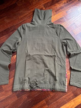 Floral Panel Turtleneck Jacket – Felpa Verde con