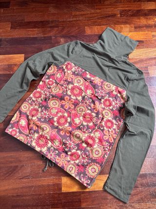 Floral Panel Turtleneck Jacket – Felpa Verde con