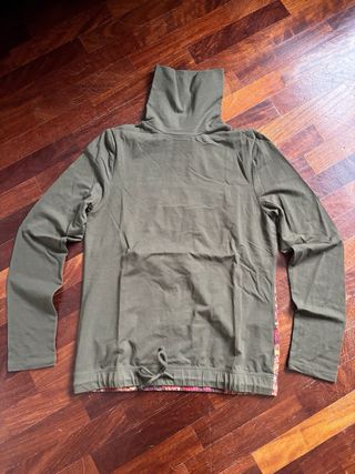 Floral Panel Turtleneck Jacket – Felpa Verde con