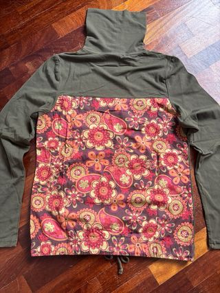 Floral Panel Turtleneck Jacket – Felpa Verde con