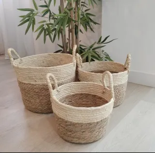 Conjunto Cestas Fibras Naturales Estilo Nórdico