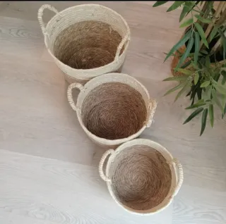 Conjunto Cestas Fibras Naturales Estilo Nórdico