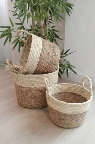 Conjunto Cestas Fibras Naturales Estilo Nórdico