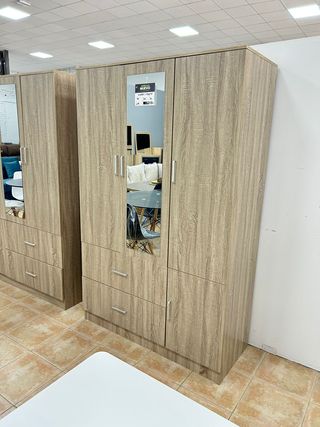 Armario ropero 3 puertas con espejos y cajones