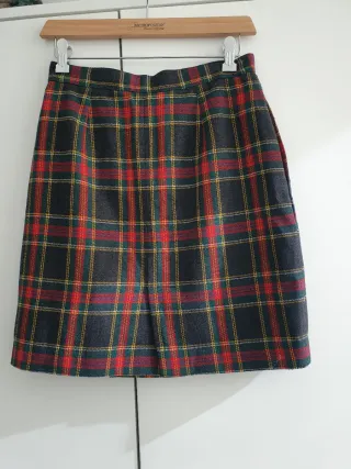 Falda Plisada Lana y Poliéster Cuadros