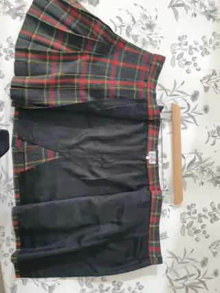 Falda Plisada Lana y Poliéster Cuadros