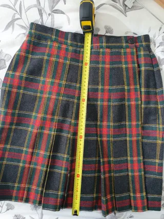 Falda Plisada Lana y Poliéster Cuadros