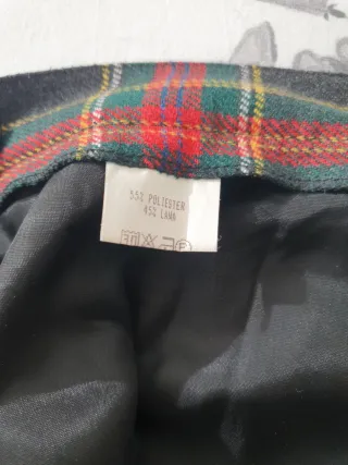 Falda Plisada Lana y Poliéster Cuadros