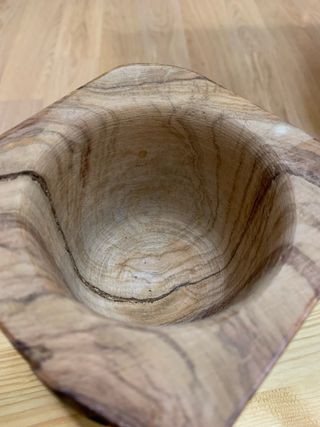 Mortero artesanal de madera de olivo