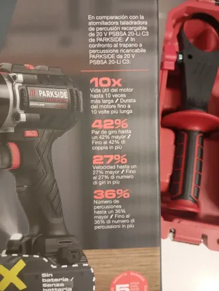 Taladro percutorParkside 20V  batería 4 amperios