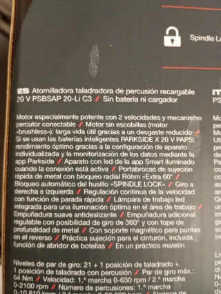 Taladro percutorParkside 20V  batería 4 amperios
